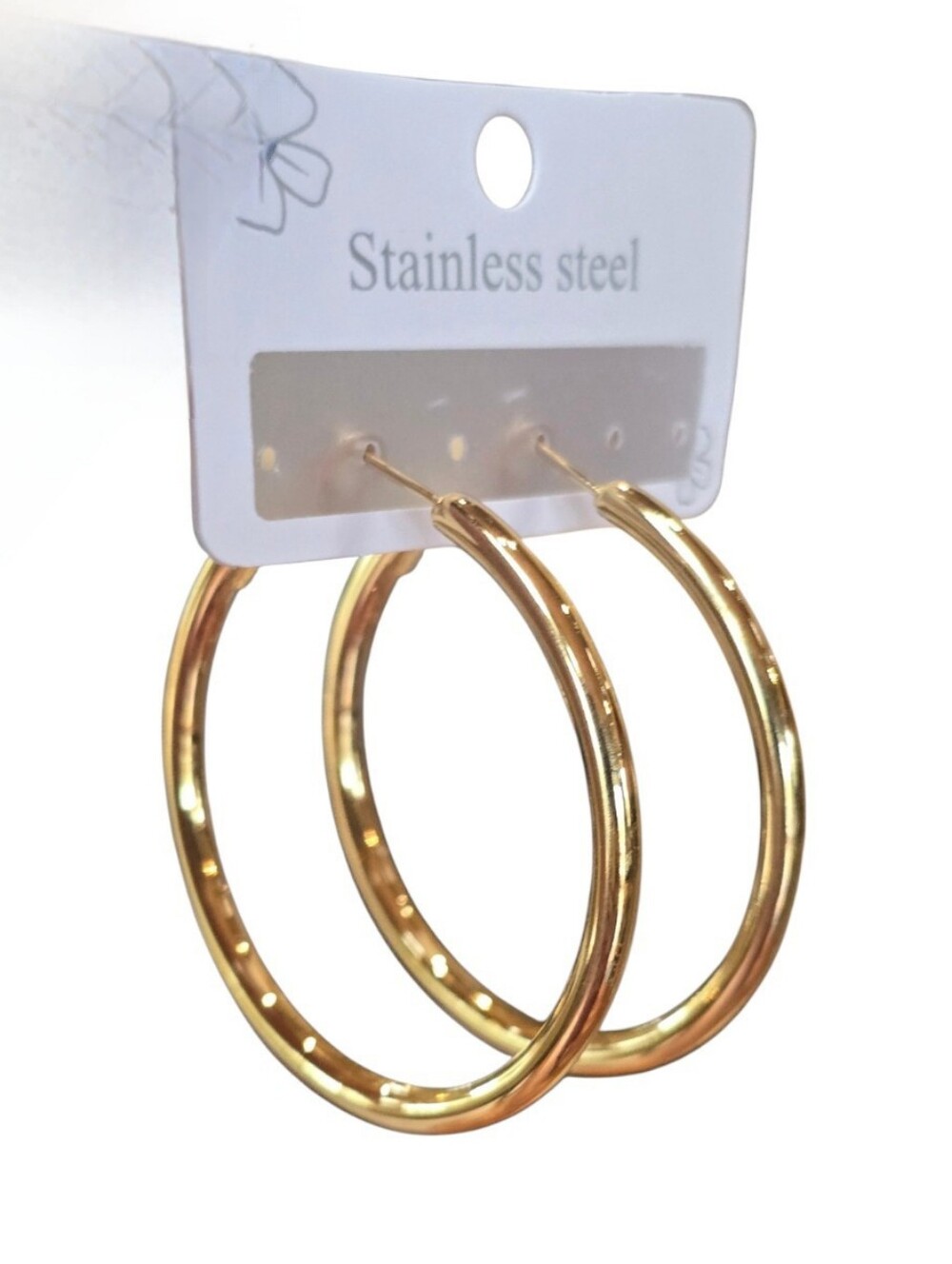 Gold Plated Stainless Steel Large Hoop Earrings